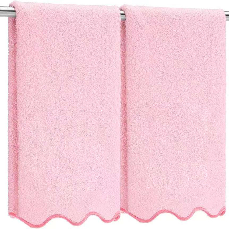Scandinavian Style Wavy Edge Towel Pure Cotton Face Towel Embroidered Bow Fan-Shaped Face Towel Supports Small Batch Customization Scandinavian Style Wavy Edge Towel Pure Cotton Face Towel Embroidered Bow Fan-Shaped Face Towel Supports Small Batch Customization