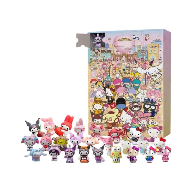Календарь Advent Countdown Box (Sanrio KT) Рождественский сюрприз, 24 мини-фигуры с сюрпризом, 18×26×3 см