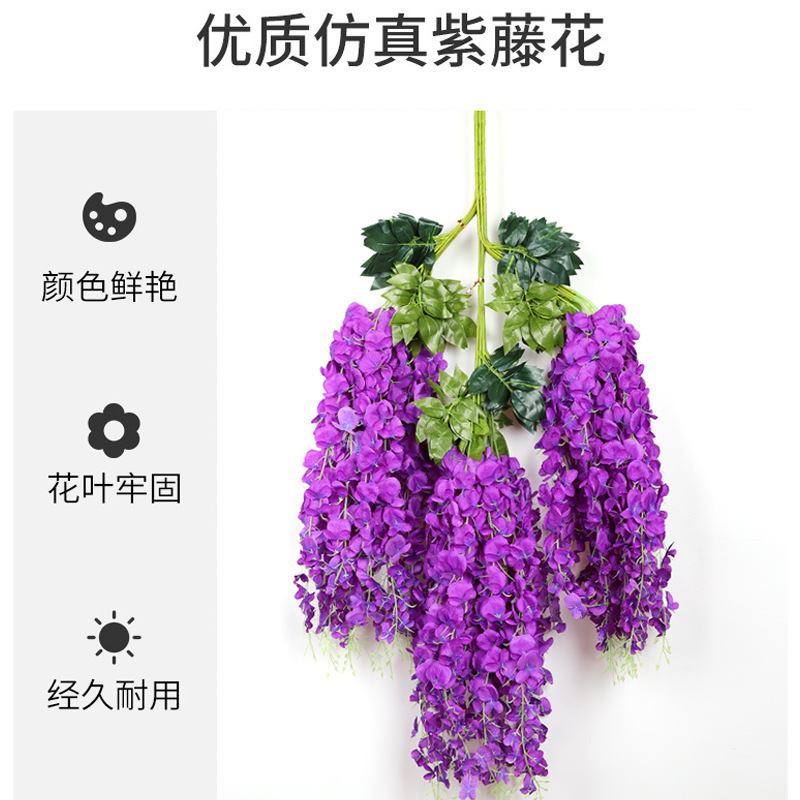 Simulated Wisteria and Violet Artificial Flower Ceiling Decor for Indoor Wedding, Plastic Plant Vines Covering