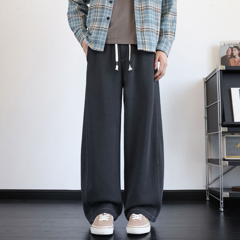仿牛仔裤男2025新款秋季美式复古休闲裤子秋冬垂感直筒卫裤运动裤|undefined