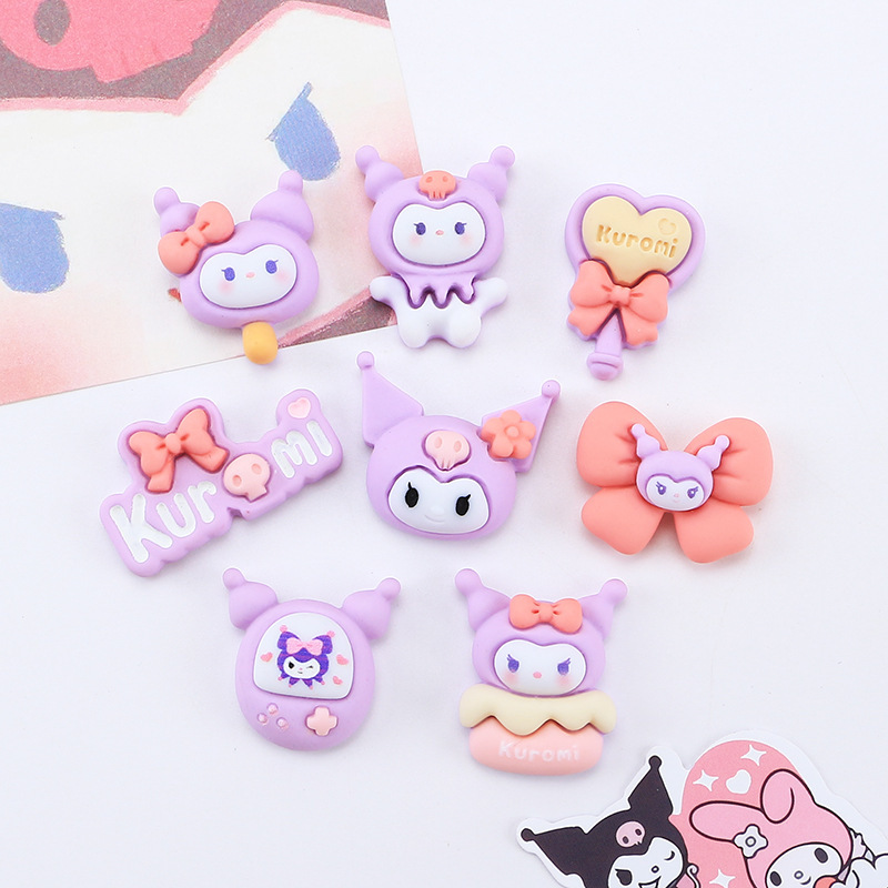 Negro y púrpura serie de dibujos animados paquete material DIY pegamento crema teléfono móvil Shell accesorios la joyería resina hecha a mano horquilla