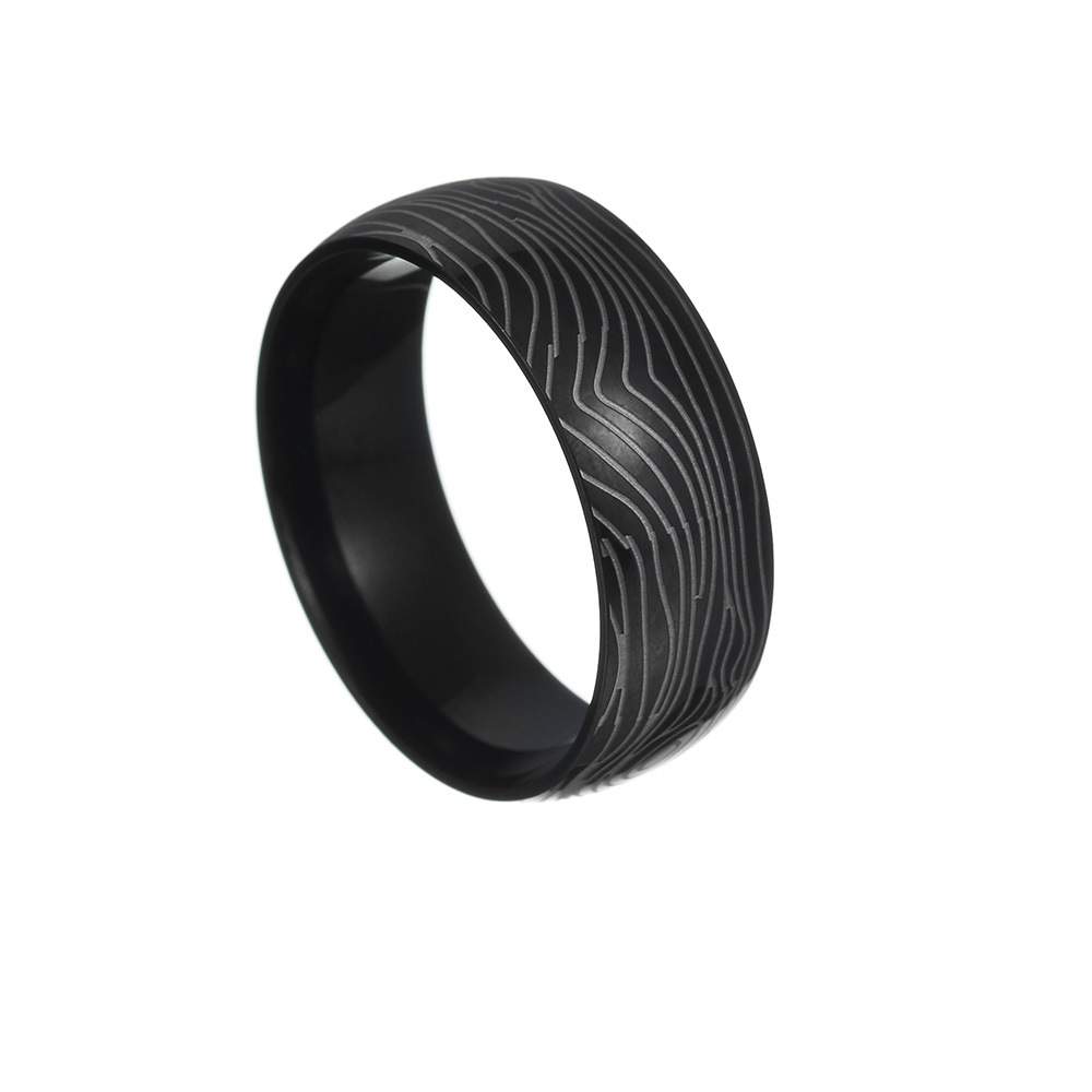 201 Stainless Steel Material Waves Pattern Basic Waves 201 Stainless Steel Plating Black Plated Men'S Rings