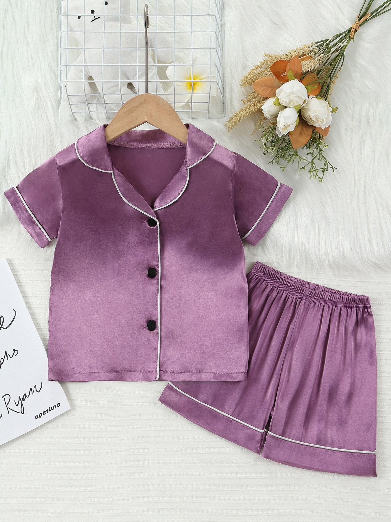 Barn pyjamas set med cartoon tryck kortärmad sommarkläder_voghion.com