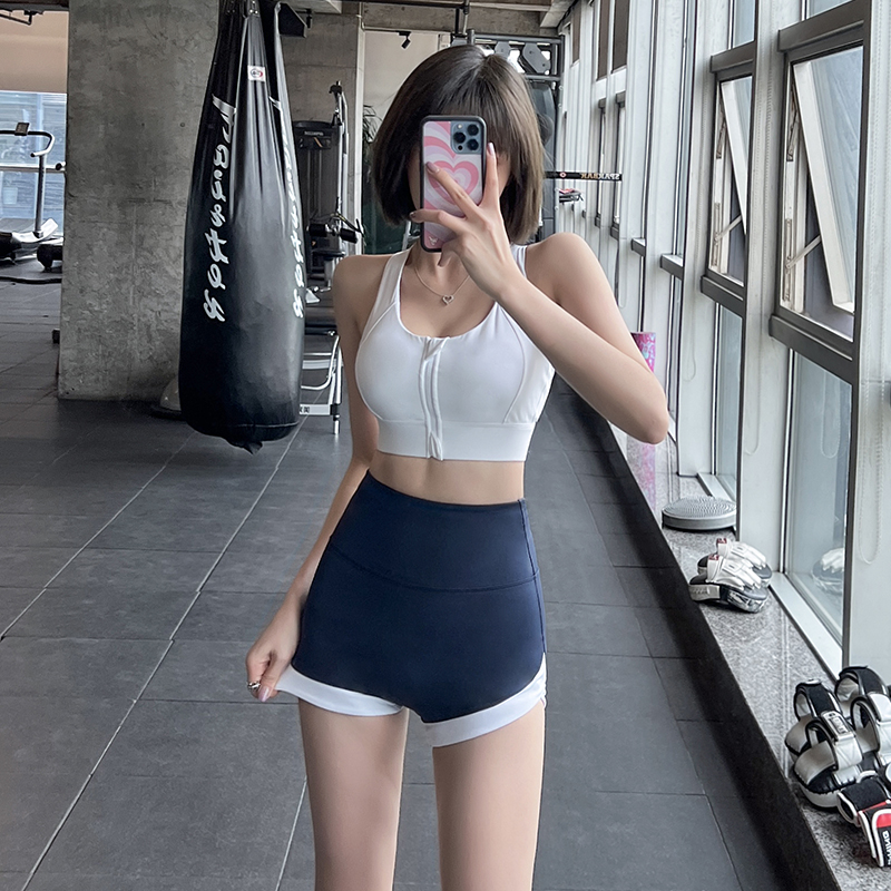 Fitness Girl Color-Blocked Sports Shorts Summer Tight High-Waisted Yoga Running Butt Lift No Awkward Line Three-Point Pants for Outer Wear