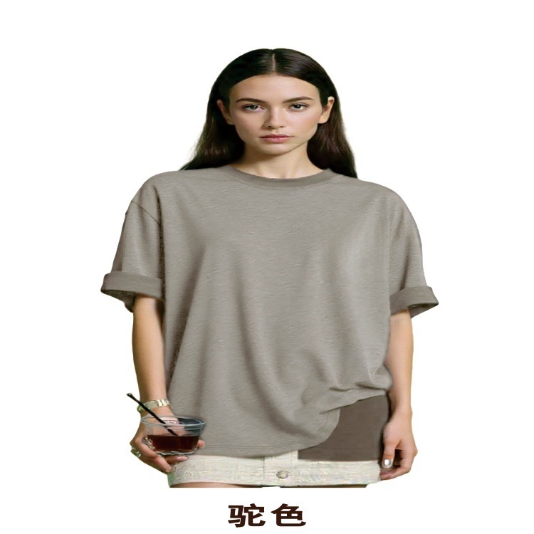 纯棉新款夏季云感休闲T恤舒适轻薄透气瑜伽服圆领百搭运动短袖女|undefined