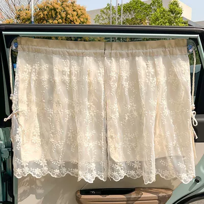 and heat insulation car double-layer – Car curtains - simple-lace-flower-double-open-single