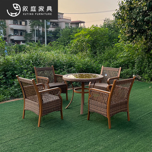 Outdoor Rattan Chair Three-Piece Set Simple Rattan Woven Sofa Chair Home Nordic Courtyard Leisure Tea Table and Chair Combination