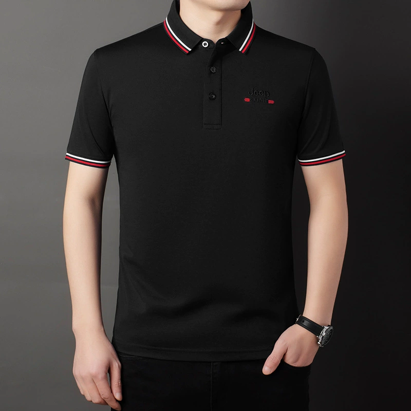 JEEP SPIRIT футболка с короткими рукавами мужская футболка с лацканом бизнес повседневная рубашка поло свободного большого размера с половиной рукава 7076