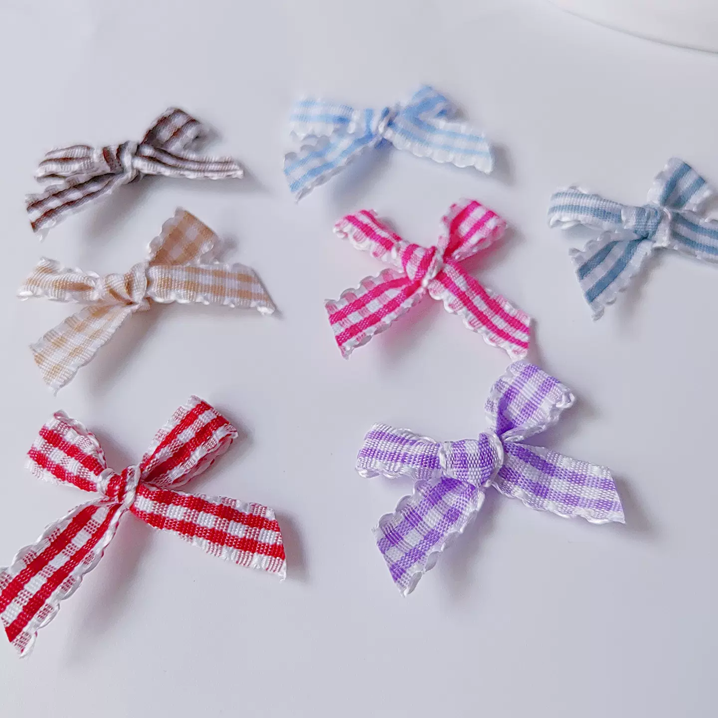 韩系芭蕾风格子花边蝴蝶结 diy手工自制发夹皮筋织带辅料材料配件