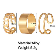 52619 Western and Eastern Cross-Border Hip-Hop Cold Style Ring Personality Wide Opening Index Ring Chain Joint Ring Tail Ring
