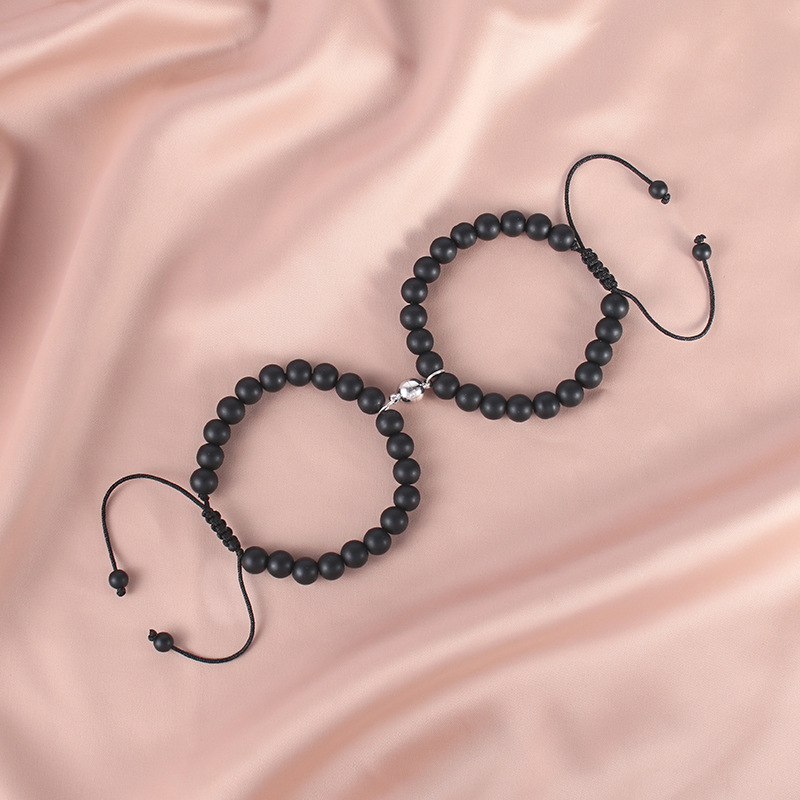 braided rope beads magnet couple zircon crown copper bracelet jewelry wholesale