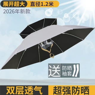 2026年新款钓鱼专用伞头戴雨伞帽超大双层防晒特大号可折叠伞帽子