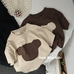 Korean Style Casual 2024 Children's Cartoon Short-Sleeve T-Shirt for Boys and Girls, Half-Sleeve Top Summer Baby Loose T-Shirt