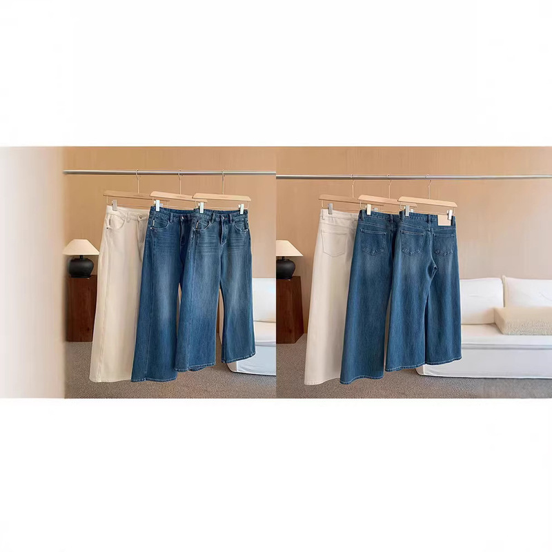 Ding Ding! Homemade Early Spring New Model Benchmark Pants! Distressed Whisker Effect Wide-Leg Pants with Double Fishbone Design Denim Jeans