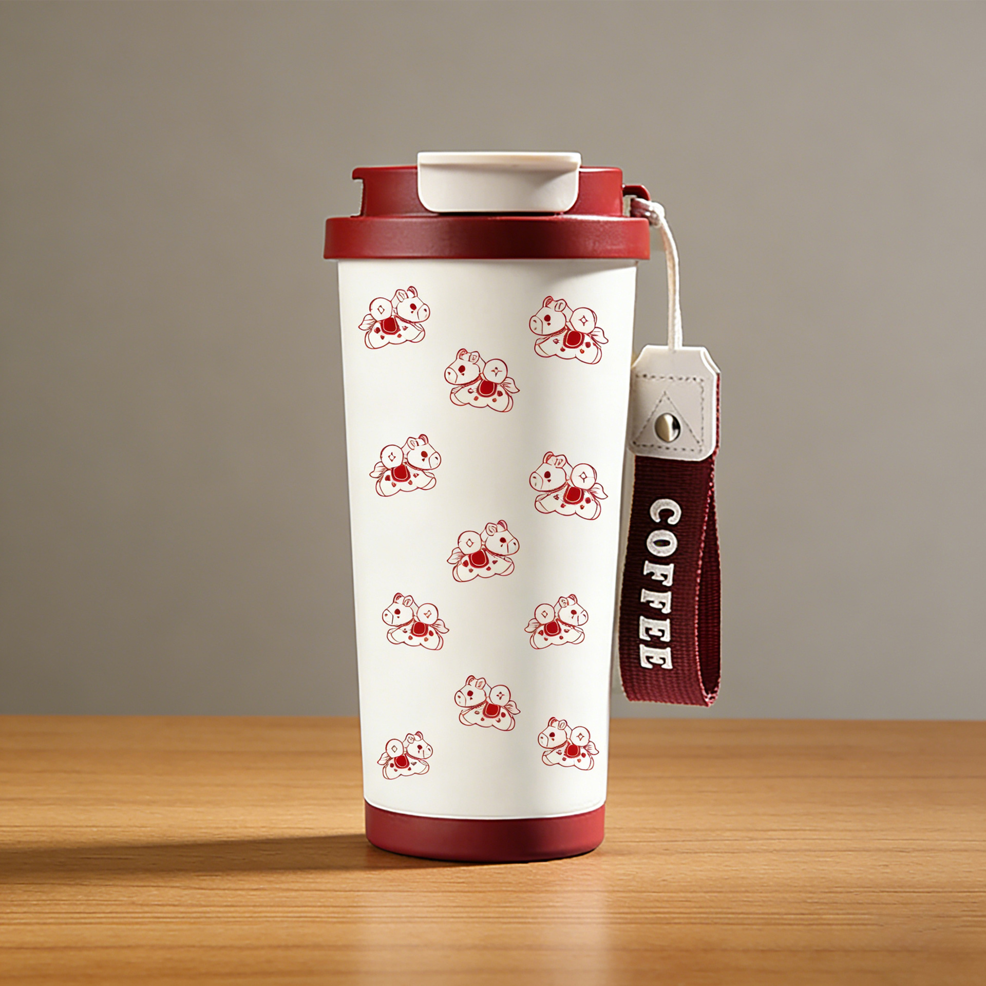 Nuevo logotipo de tazas de café aislantes para niñas de alto valor facial tazas de bebida ligeras lujosas acompañantes orquídeas tazas de agua retro rojo
