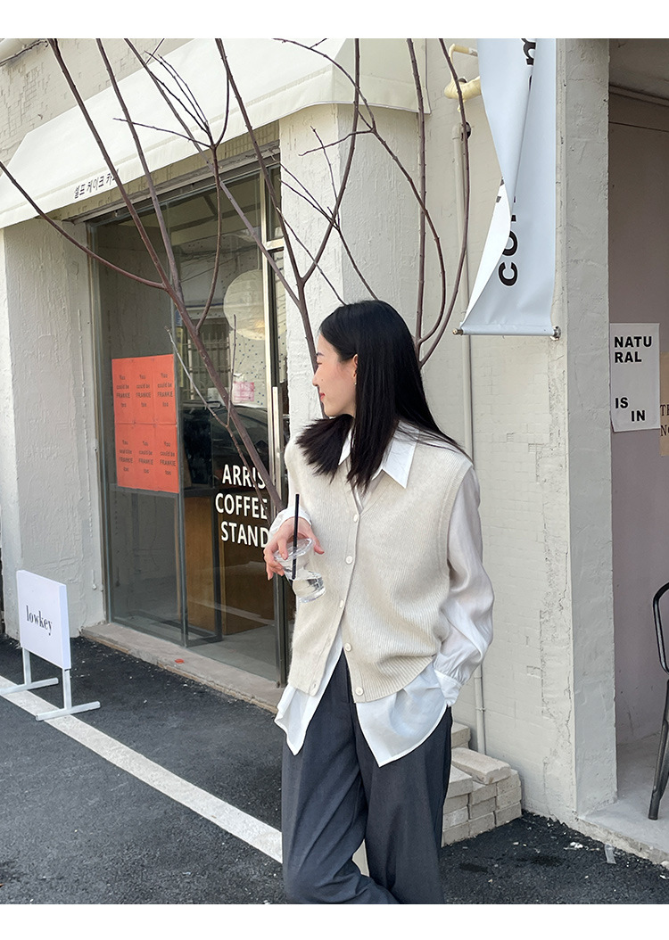 木兰时髦复古小马甲开衫女2023春季新款韩版简约针织上衣女 21507详情36
