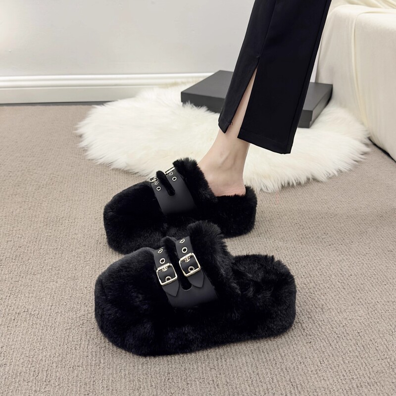 Furry Slippers for Women's Outer Wear 2025 Autumn and Winter New Ins Trendy Non-Slip Thick-Soled Home and Outdoor Wear Baotou Cotton Slippers Furry Slippers for Women's Outer Wear 2025 Autumn and Winter New Ins Trendy Non-Slip Thick-Soled Home and Outdoor Wear Baotou Cotton Slippers