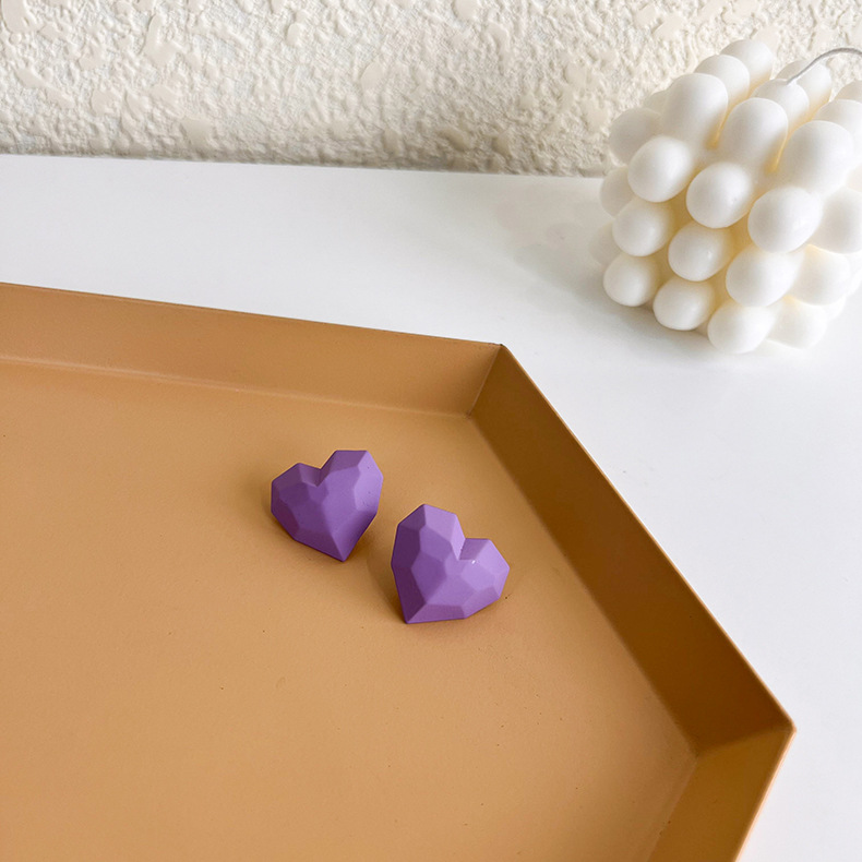 Fashion candy color heart shaped alloy earrings stud female