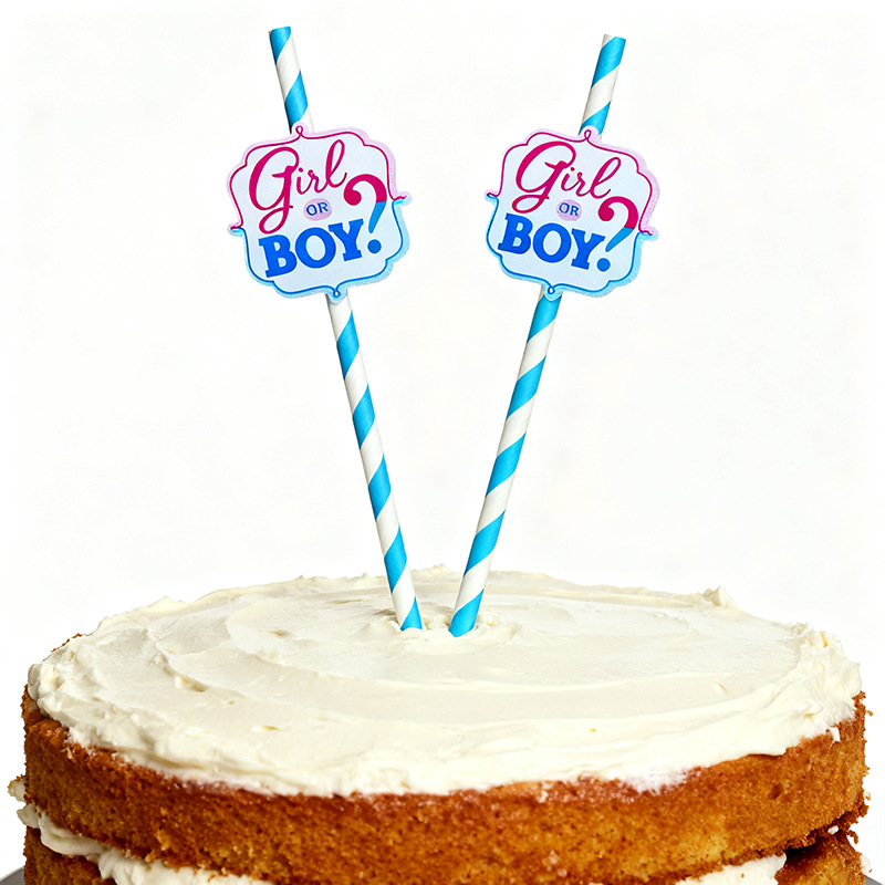 Papel de fiesta transfronteriza para niños niñas tarjetas de paja desechable postre fiesta decoración paja