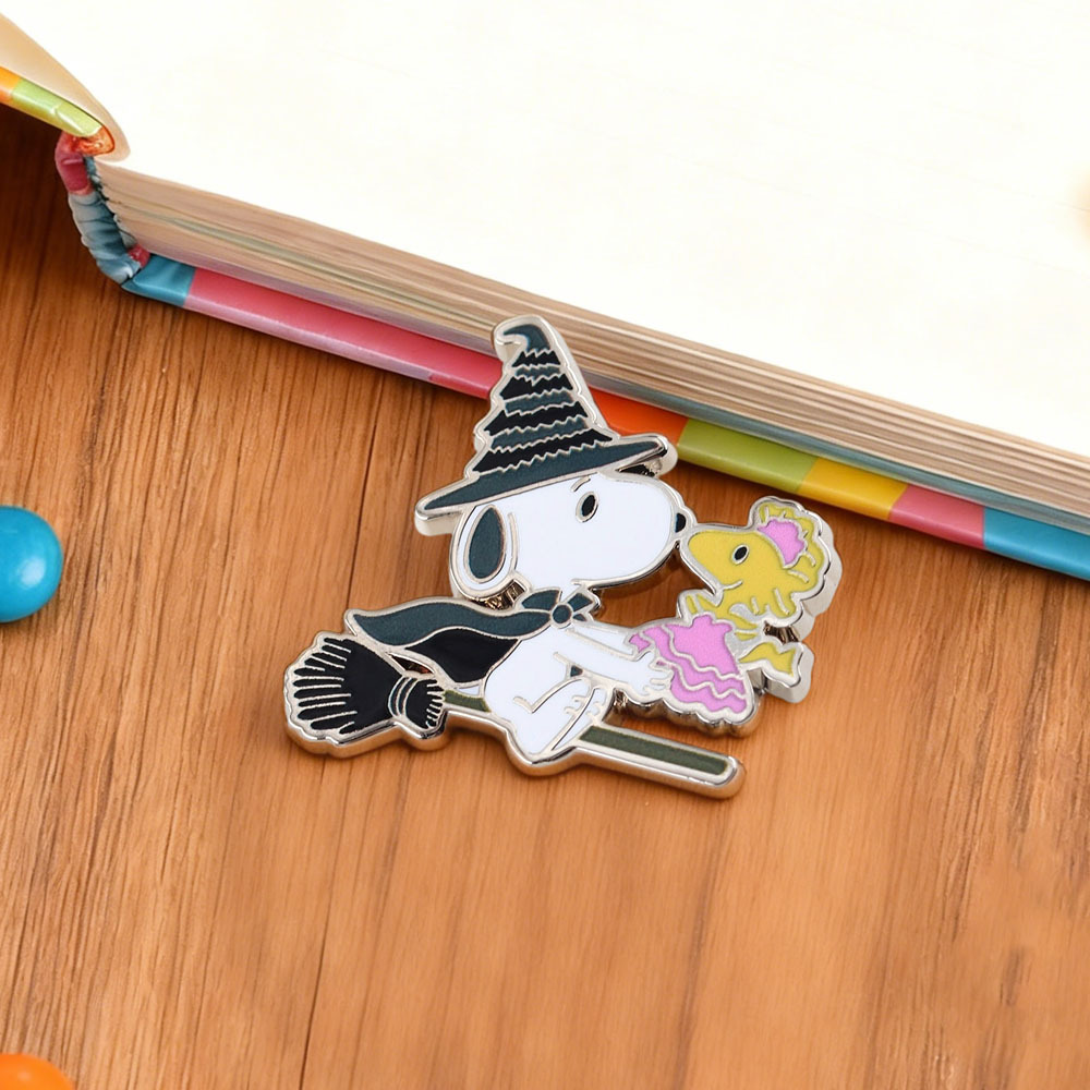 Magic Flying Broom Cute Orange Cat Enamel Badge Kawaii Cartoon Character Badge Novelty Fun Accessory