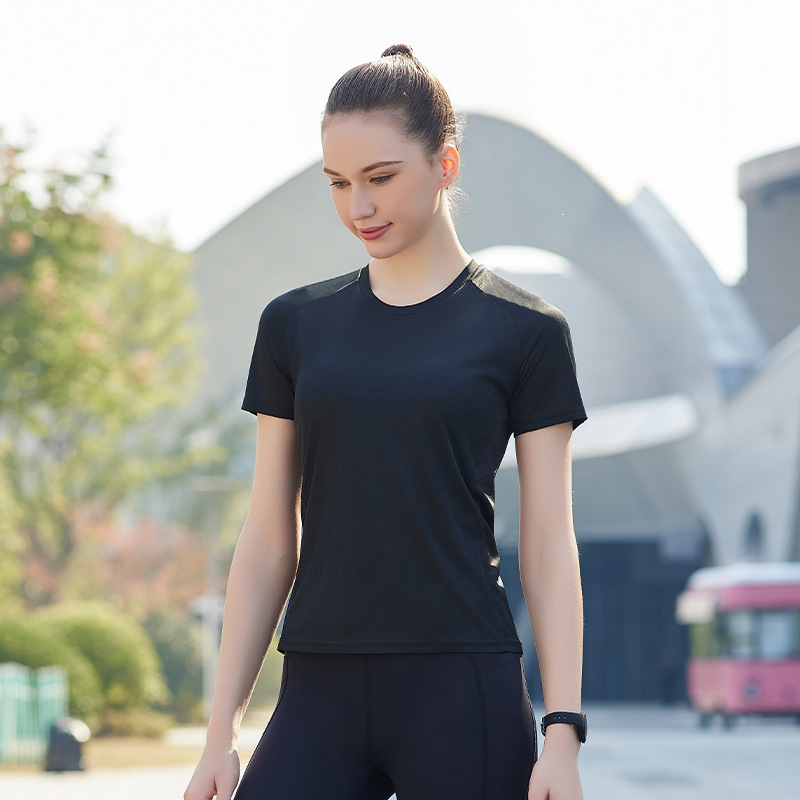 Nuevos deportes de ocio en verano, Fitness rápido, seco, transpirable, absorción de sudor, cuello redondo, manga corta, maratón femenino, carrera de montañismo