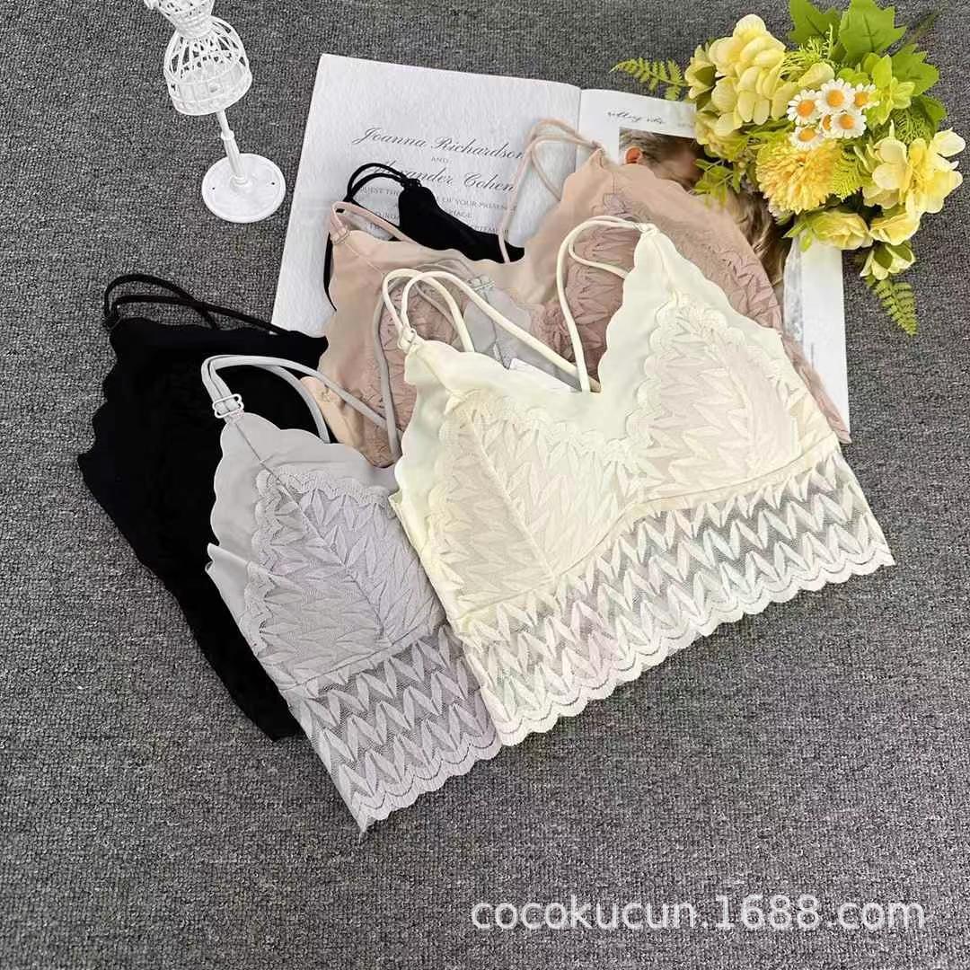 Nuevo tipo delgado de ropa interior de mujer con cinturón de espalda transpirable sin anillo de acero envuelto en el pecho para reunir la ropa interior de sujetador de encaje sexy