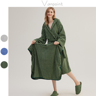 C^New Simple and Fashionable Yarn-Dyed Stripesd Quilted Towel Material Adult Bathrobe Absorbent Cloak Family Bathrobe a