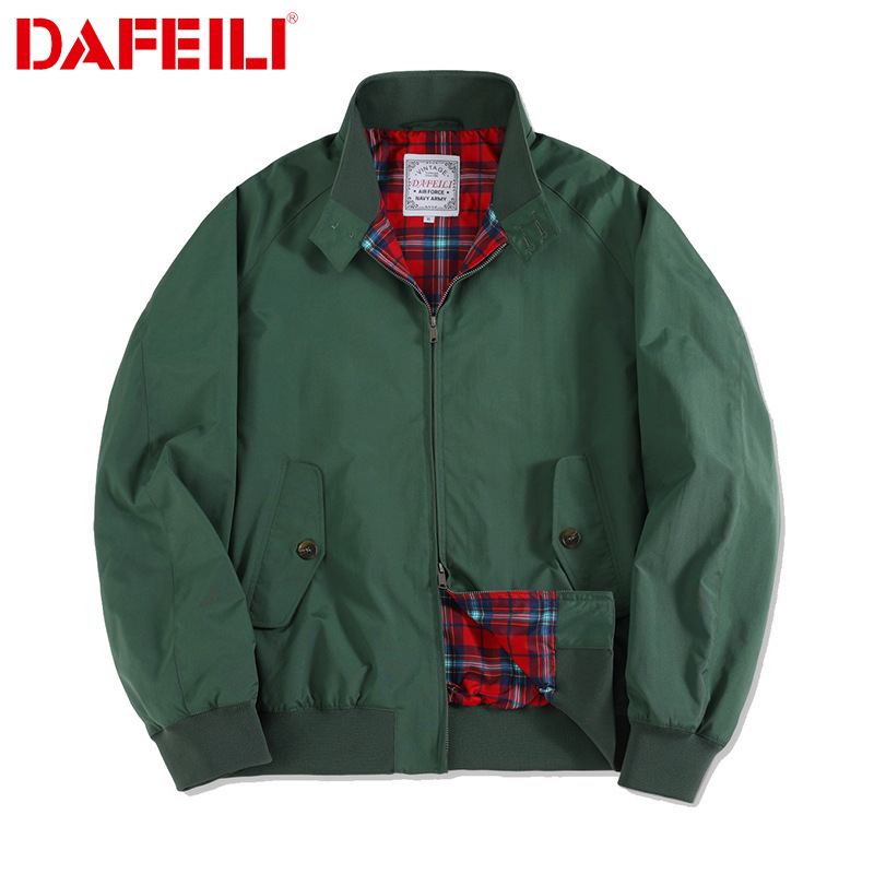 Spring and autumn American retro G9 Harrington jacket for men, plaid patchwork, turn-down collar, workwear casual checkered coat for men