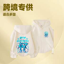 儿童连帽卫衣男女童春秋新款我的世界印花拉链外套宽松休闲童装潮