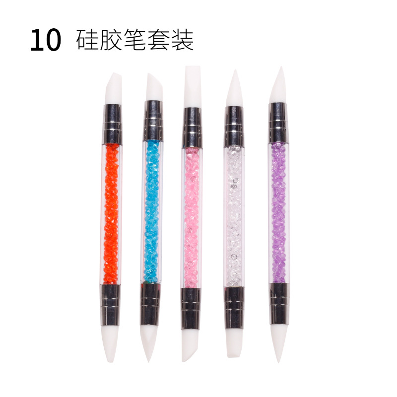 Cruz-frontera manicura 15 piezas conjunto pluma de fototerapia pluma de cristal pluma de silicona taladro de la pluma dibujo línea pintura cepillo colección