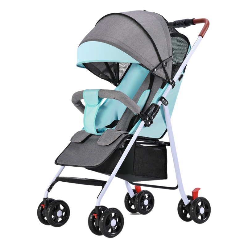 Venta al por mayor cochecito de bebé ligero plegable sentado y acostado Niños Bebé niños cochecito de cuatro ruedas con un solo clic colección y entrega de coches