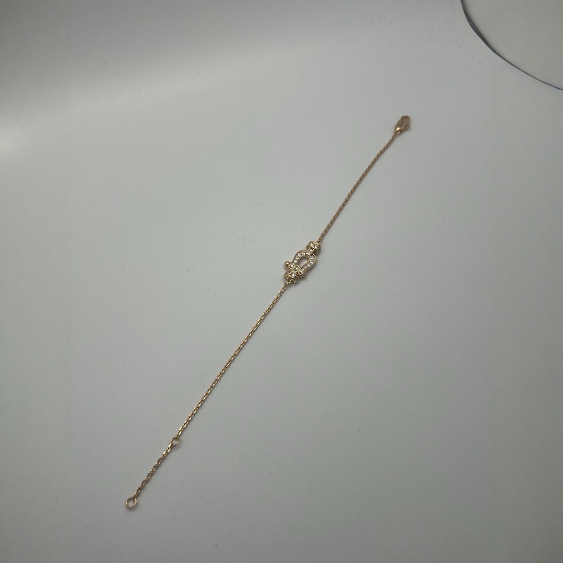 精工版小马蹄扣手链女小号满钻U形18k玫瑰金镶钻锁骨链工厂批发|undefined