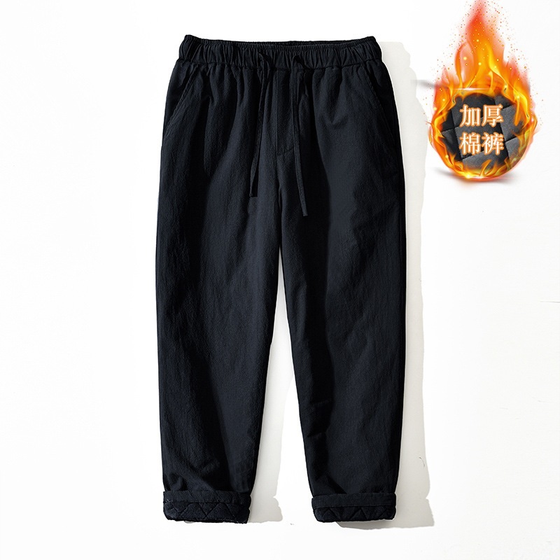 L8247 Thickened Cotton-Padded Casual Pants, Loose Fit, Straight Leg, Warm and Cold-Proof Long Pants, Dropshipping Available