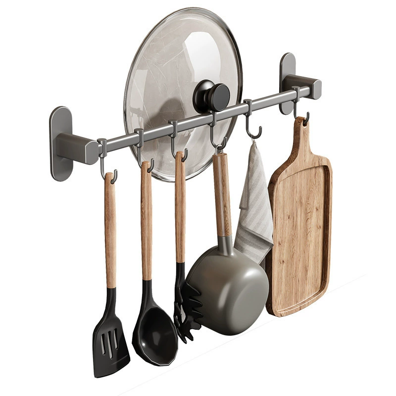 小米 Kitchen hook no hole drilling rod kitchen storage rack gun gray spatula spoon hanging rack wall hanging storage