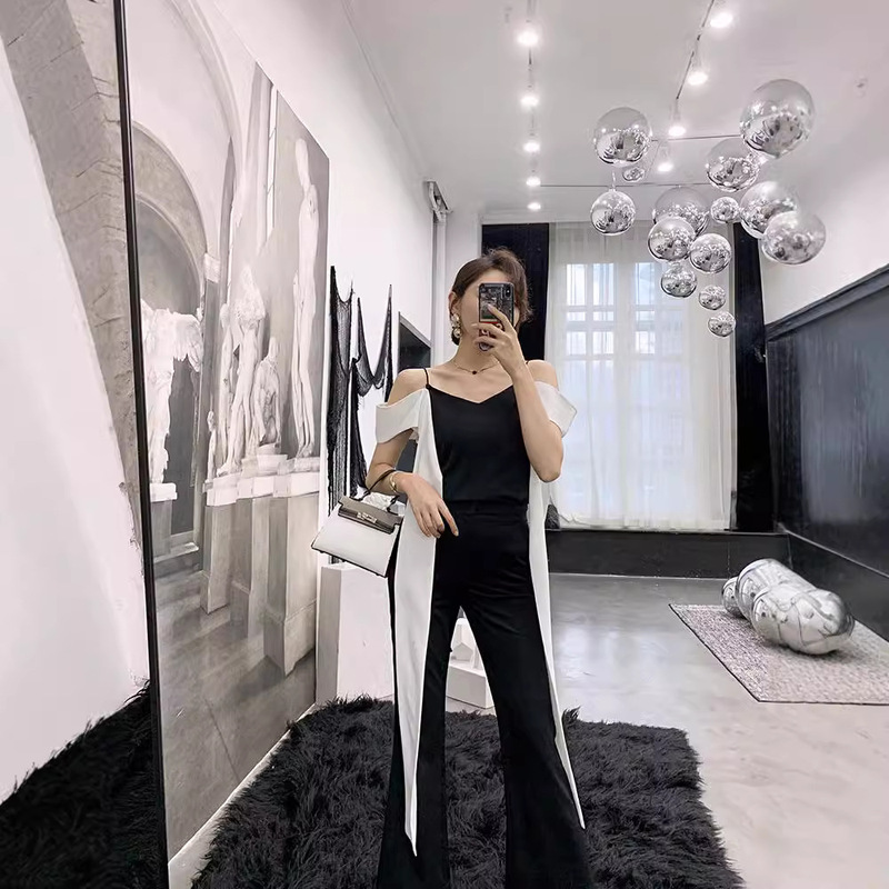 Autumn New Style Socialite Simple Casual Trousers Loose Women's Dinner Party Wide Leg Pants 5837