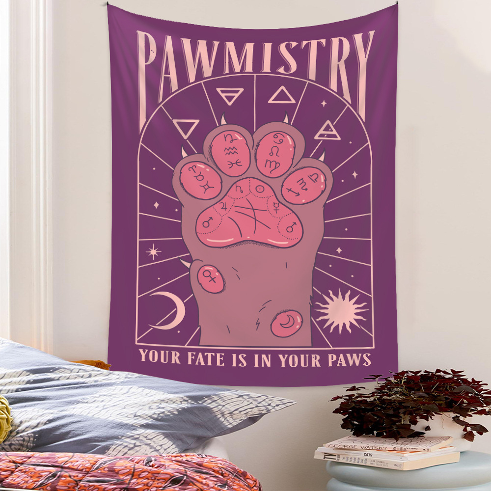 Bohemian Constellation Cat's Paw Tapestry Home Background Decoration Wholesale Nihaojewelry display picture 4