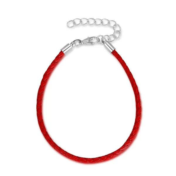 3mm Braided Rope DIY Beaded Bracelet Basic Chain Silver-Plated Leather Cord Bracelet Lobster Clasp Bracelet Can Be Used to String Beads