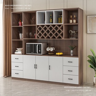 Casual Modern Solid Wood Wine Cabinet Living Room Storage Cabinet Glass Door High Cabinet Bar Cabinet