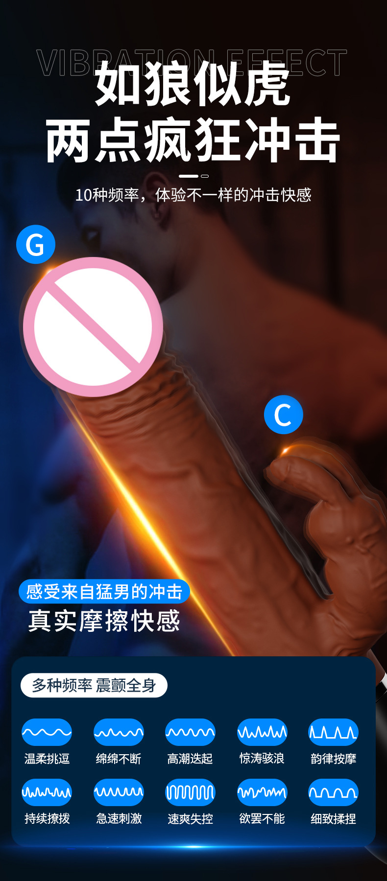 马克龙详情_05跨境马克龙震动棒多频强震兔棒仿真阳具女AV棒