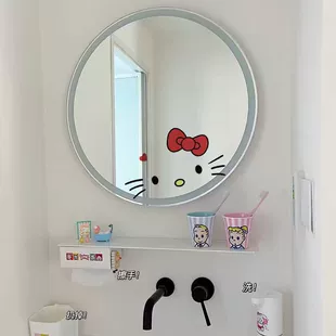 Наклейка (Hello Kitty) с зеркальным эффектом, дизайн с бантиком — размеры XS (20×13) до L (56×37,5 см)
