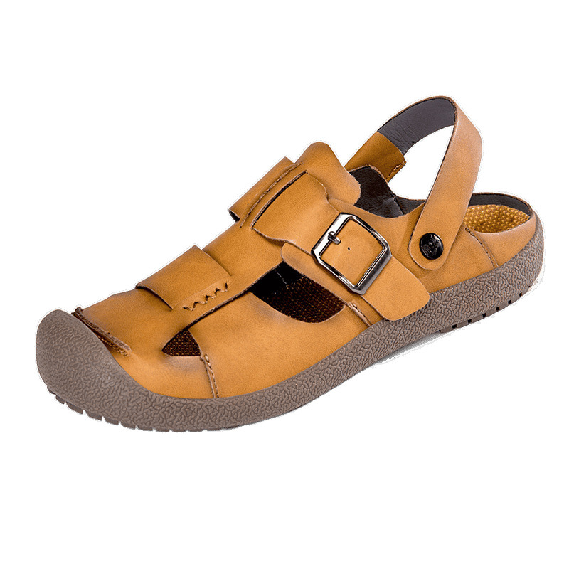 Sandalias explosivas de piel de camarón transfronterizo para hombres 2025 nuevos zapatos de playa de verano para hombres zapatos de hombre de doble uso más tamaño 47