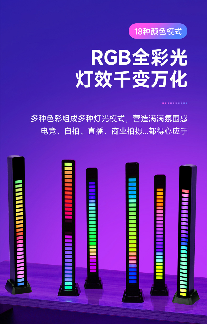 新款RGB拾音灯声控音乐节奏灯LED电脑车载蓝牙灯频谱氛围小夜灯-阿里巴巴