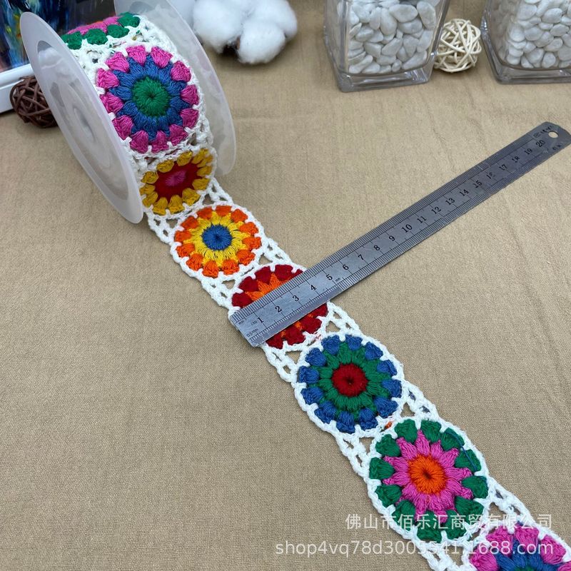エスニックスタイル模造手かぎ針編み刺繍衣類靴と帽子レースバッグショルダーストラップ DIY アクセサリー刺繍水溶性カラー|undefined