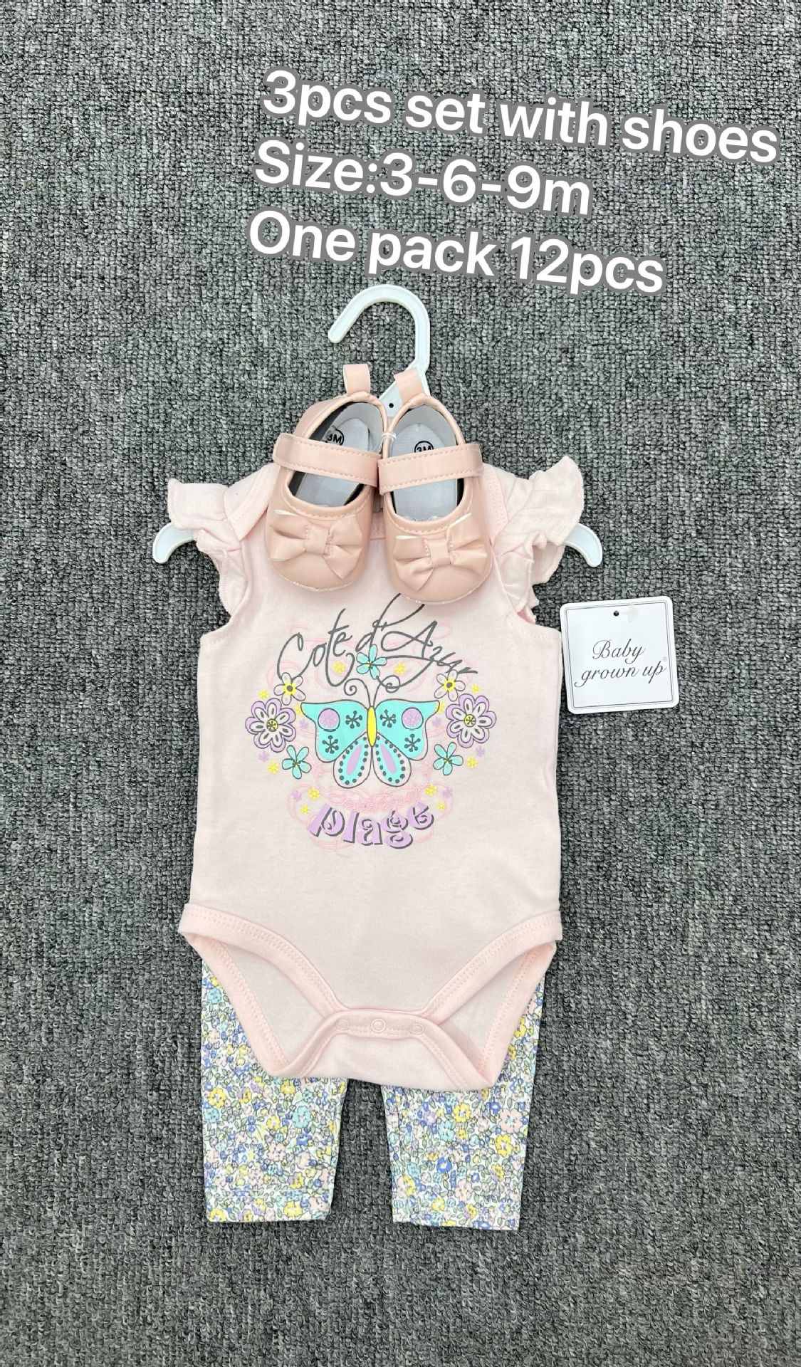 Comercio exterior bolsas de bebés recién nacidos de verano mangas cortas tres piezas con zapatos 3 piezas ropa de bebé al por mayor image 15