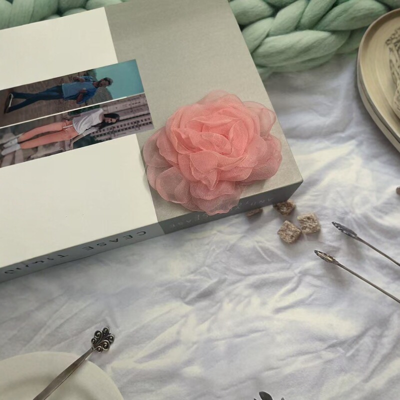 Caro同款烤边布艺花朵9cm立体烧边花朵diy发饰鞋帽胸花饰品配件|undefined