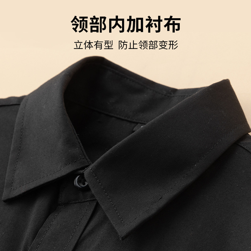 Camisas para estudiantes y niños Camisas negras de manga larga de algodón puro con cuello cuadrado para niños