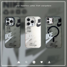 潮牌勾标签适用苹果13ProMax手机壳电镀银iPhone14Plus简约高级感