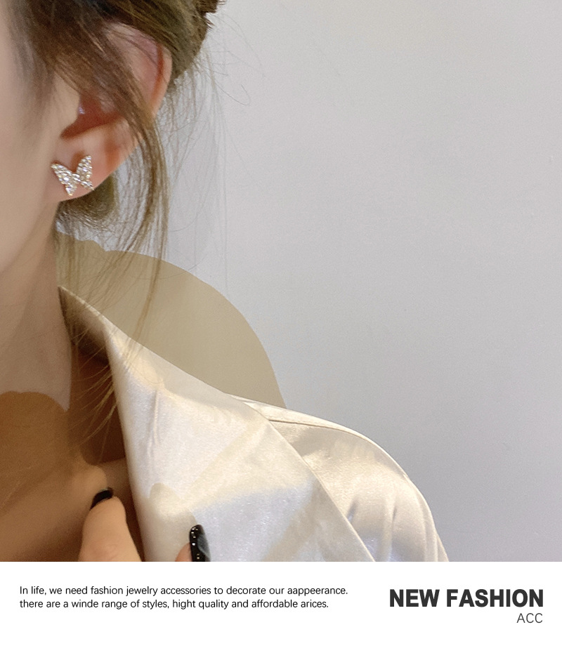 Korean fashion butterfly diamond earrings female temperament niche simple pearl earringspicture5