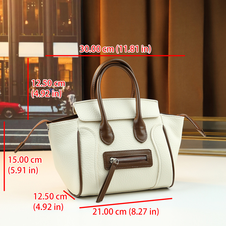 Women's Retro Handbag Color Block Lychee Pattern Smiley Face Large Capacity PU Leather Shoulder Crossbody Tote Bag For Commuting_voghion.com