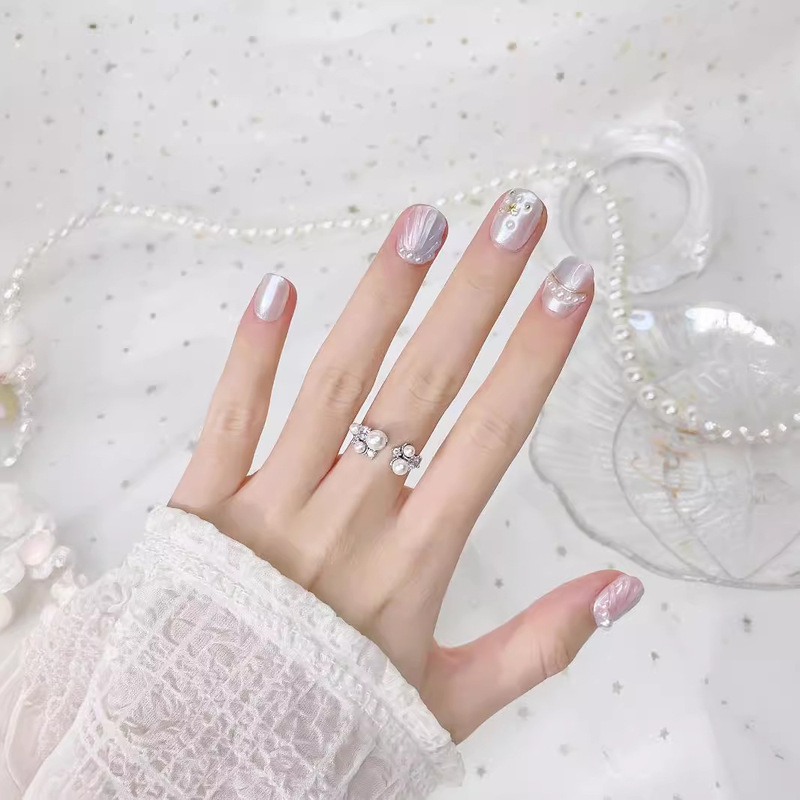New pure hand-worn nail light therapy nail patch finished wholesale hand-painted shell boutique fake nails detachable New pure hand-worn nail light therapy nail patch finished wholesale hand-painted shell boutique fake nails detachable